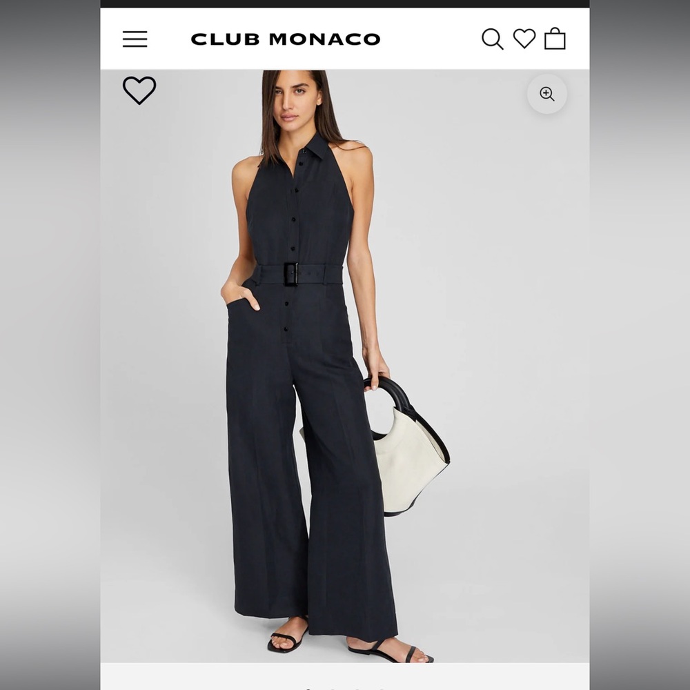 Black Linen Jumpsuit Club Monaco